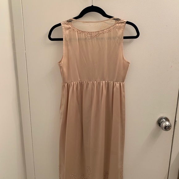 Silk cream Jill Stuart dress with beaded bow - Picture 2 of 5
